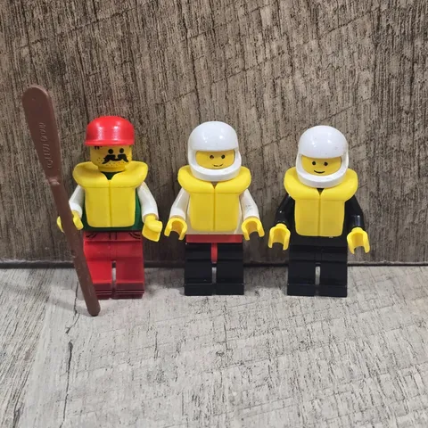 Vintage LEGO® Lot of 3 Minifigures with Life Vests Helmet Paddle Red Hard Hat