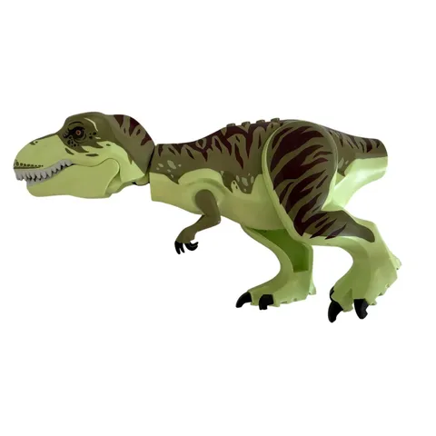 T-Rex Dinosaur Figure Lime Green Brown Stripes Missing Tail