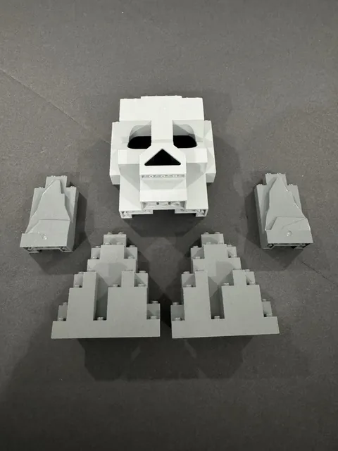LEGO Rock Skull Wall Panel Lot 5 Gray Castle Mountain Parts 7074 2003 Genuine