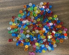 LEGO Parts: LOT OF 280 TRANS ROUND SMOOTH TILE 1X1 MIXED COLORS 98138 35381