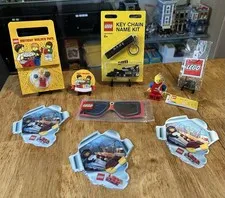 New LEGO Misc Birthday Gift Accessory Lot Keychains Stickers Minifigure Light ++