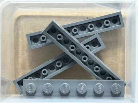 LEGO Parts - Dark Bluish Gray Plate 1 x 6 - No 3666 - QTY 5