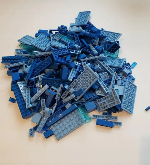 Assorted Blue LEGO 1 Pound Bulk Lot Brick and Random Assortment of Parts