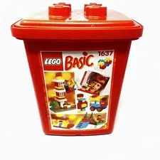 Lego Basic Red Plastic Storage Bucket 1637 Over 2 lbs Legos Not Complete Set