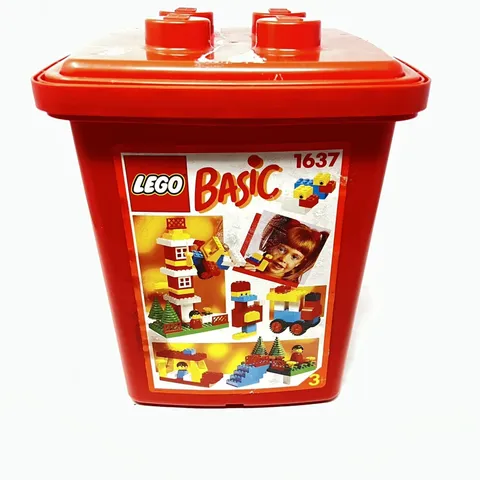 Lego Basic Red Plastic Storage Bucket 1637 Over 2 lbs Legos Not Complete Set