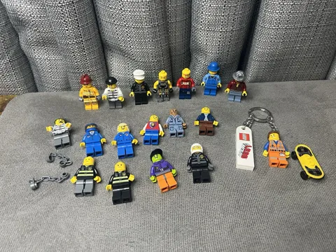 Lego Figures Mixed Lot City Police Fireman Astronaut Burglar Skateboard Toy