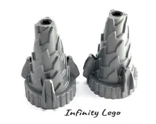 2 LEGO Flat Silver Cone Stepped Drill with Spikes Miners (64713) - 2 Pieces