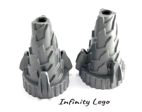 2 LEGO Flat Silver Cone Stepped Drill with Spikes Miners (64713) - 2 Pieces