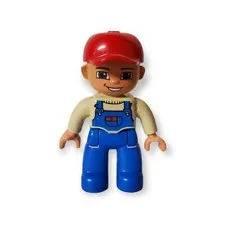 LEGO DUPLO REPLACEMENT CHARACTER PIECE MALE FARMER 5645 RED HAT OVERALLS TOY