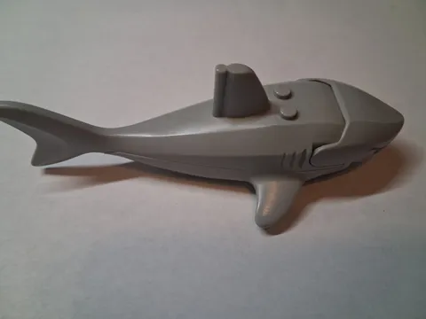 Lego Large Shark w/ Gills White Teeth 62605pb01c01 Light Bluish Gray 6243