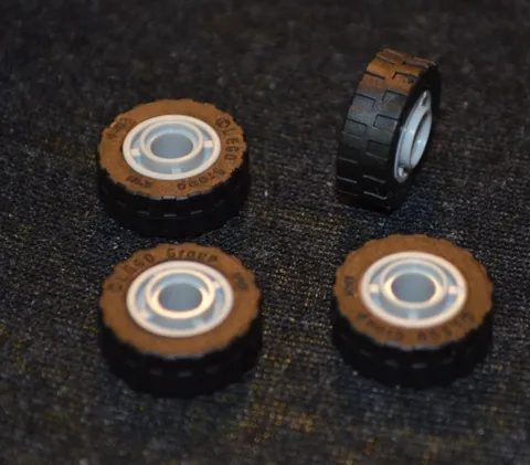 (4) Small Tires w/ Tread & Large Stud Hole Rims ~ NEW Lego Parts ~