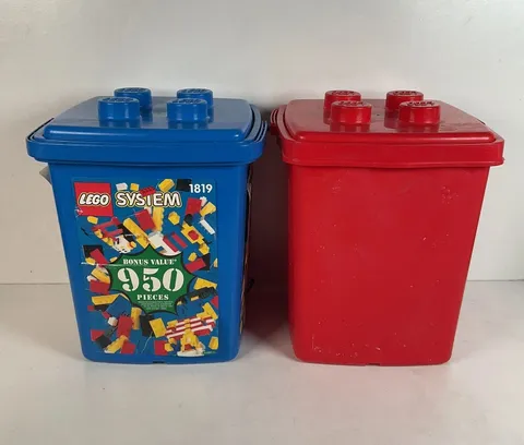 Vintage Lego Carry Tote | Red & Blue | Storage | Set of (2)