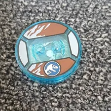 LEGO Blue Round Tile Printed Jurassic World Logo 1 Piece Plastic Part