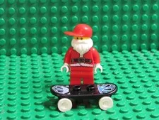 Lego CITY Minifigure Skater Ollie Santa Claus Skateboarder Christmas beard MC24