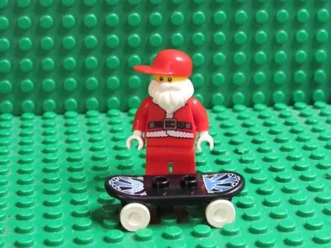 Lego CITY Minifigure Skater Ollie Santa Claus Skateboarder Christmas beard MC24