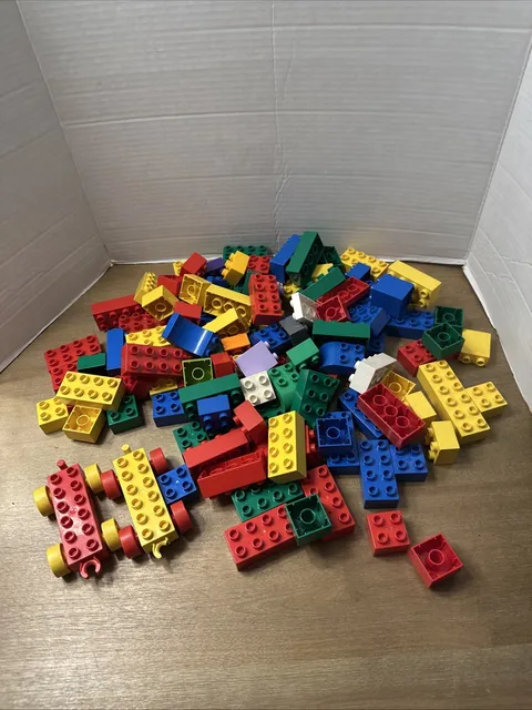 Lego Duplo Lot Of 122 Random Bricks Blocks Pieces Red Blue Green Yellow