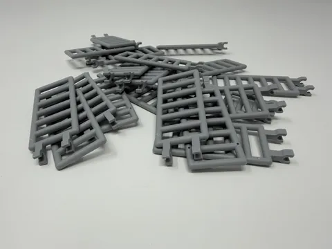 LEGO 6020 Grey Ladder / Fence 6020 Bar 7 x 3 w Double Clips Lot Of 20
