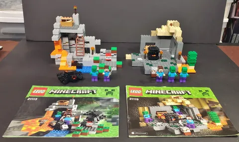 Lego Minecraft Lot of  2 Complete Sets: The Cave & The Dungeon #21113 #21119