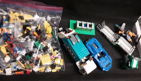Mixed Partially Built Lego Sets Bundle (Lot Of 5) With Bag Of Misc Lego Pieces