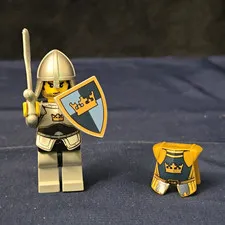 LEGO Castle Knight Minifigure w/ Helmet, Sword, Shield, Cape & Yellow Armor