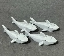 Lot of 4 LEGO Dark Gray Sharks Minifigures Water Sea Creature Pirates Ocean A4