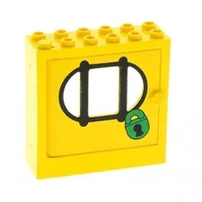 1x LEGO Fabuland Window 2x6x5 Yellow Door Fence Police Castle x610c03px2