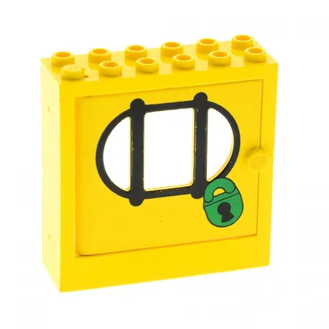 1x LEGO Fabuland Window 2x6x5 Yellow Door Fence Police Castle x610c03px2