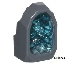 NEW Lego Dk Grey Rock 1x1 Geode Molded Glitter Trans-Lt Blue Crystals Lot of 4