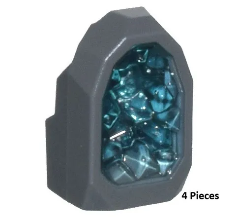 NEW Lego Dk Grey Rock 1x1 Geode Molded Glitter Trans-Lt Blue Crystals Lot of 4