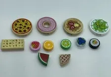 12 X LEGO Food Tiles Decorated Pieces Pizza Lime Sushi Strawberry Orange L351