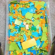 2lbs of Bulk Mixed Modern Colored Lego Elements - Azurs, Orange, Bright Green