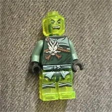LEGO Minifigure Trans-Neon Green Head & Legs, Gray Torso Eagle Print