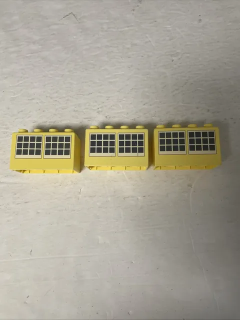 Lego Duplo 2x4 Painted Brick Yellow With Grey Window Brick Lot Of 3