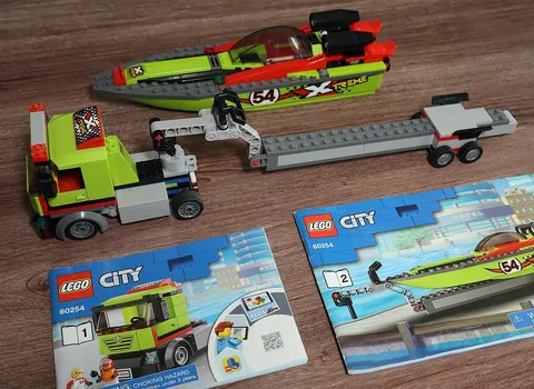 LEGO City Xtreme Race Boat Transporter 60254, with Boat, Trailer, Truck, Manuals