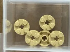 LEGO Parts - Tan Plate, Round 2 x 2 with Axle Hole - No 4032 - QTY 5
