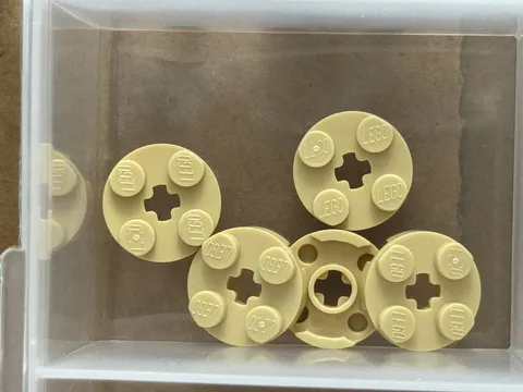 LEGO Parts - Tan Plate, Round 2 x 2 with Axle Hole - No 4032 - QTY 5