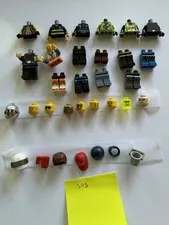 LEGO Minifigure Parts Bulk Lot Heads Torsos Legs Accessories, Multicolor Bag