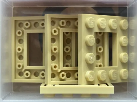LEGO Parts - Tan Plate, Modified 4 x 4 with 2 x 2 Open Center - No 64799 - QTY 5