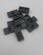 Lego 10x 3794a Plate 1x2 Tiles Modified with Center Pin Dark Bluish Gray