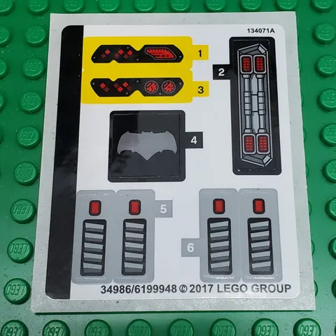 LEGO Sticker Sheet for Set 76086 Knightcrawler Tunnel Attack New Authentic Decal