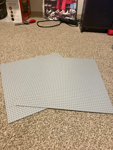 LEGO Gray Baseplate Lot of 2 Large Studded Building Plates Plastic 48x48