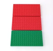 3x LEGO Part Green, Red #4204 Stud Building Brick Block Thick Plate Baseplate