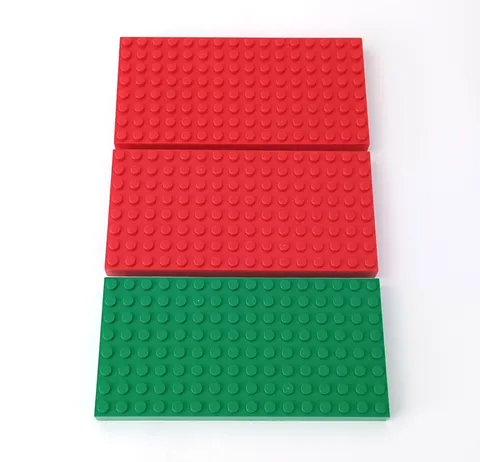 3x LEGO Part Green, Red #4204 Stud Building Brick Block Thick Plate Baseplate