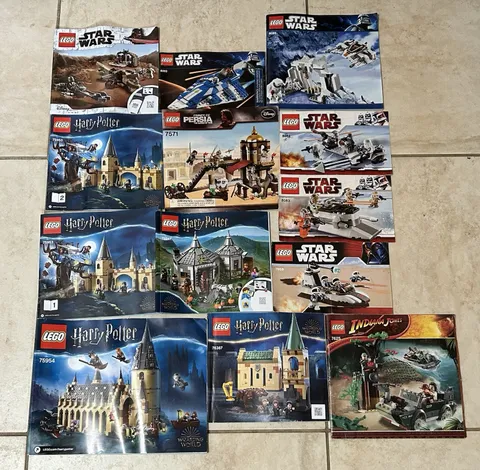 Lego Instructions Manual Lot Of 13 Harry Potter, Indiana Jones, Star Wars 