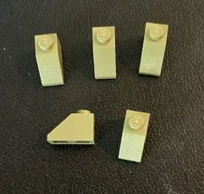 LEGO Lot of 5 Parts 1x2 Brick Sloped 45 Olive Green Part #3040