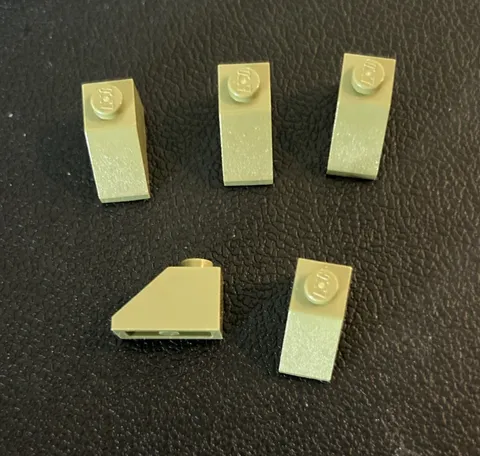 LEGO Lot of 5 Parts 1x2 Brick Sloped 45 Olive Green Part #3040