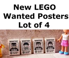 New LEGO Mugshot Wanted Posters Lot of 4 Crooks Robbers Thief POLICE File Print