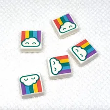 LEGO Parts - White Tile 1 x 1 Cloud and Pastel Rainbow - No 3070pb134 - QTY 5