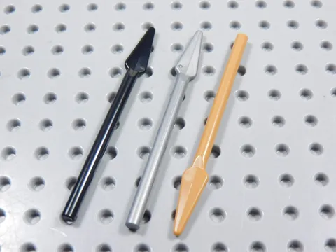 LEGO Lot of 3 Spears Weapon Minifig Flat Silver Black Medium Nougat BJ