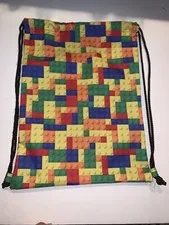 Lego Brick Block Pattern Draw string Backpack School Bag 16”x12”